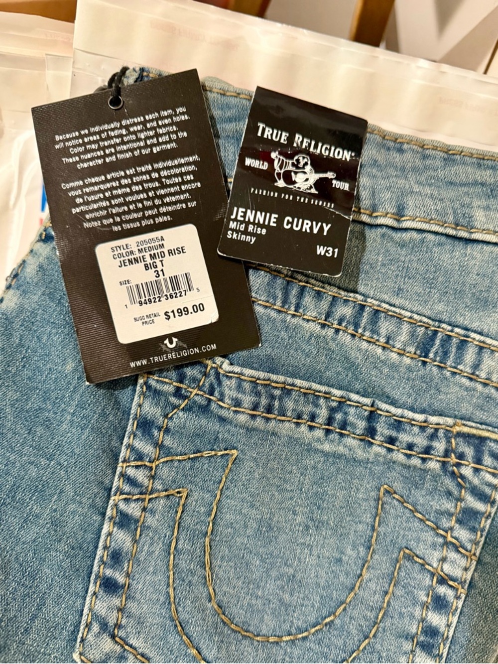 True Religion NWT Jennie Mid Rise Curvy Skinny Jeans Size 31 - Picture 11 of 11